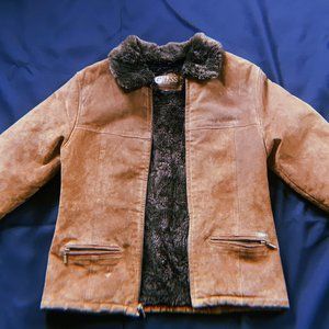 Guess brown suede fur lined jacket